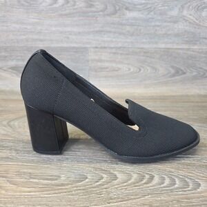 Adrienne Vittadini Heels Women 8.5M Black Brittiny Pump Textured Academia Preppy